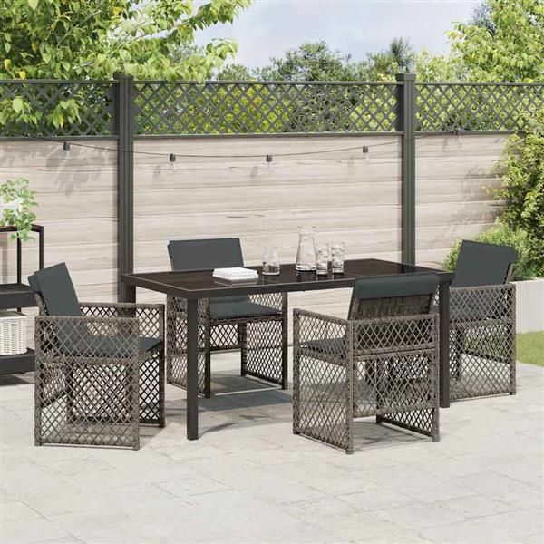 Grote foto vidaxl tuin eetset 5 pcs grijs poly rattan tuin en terras tuinmeubelen