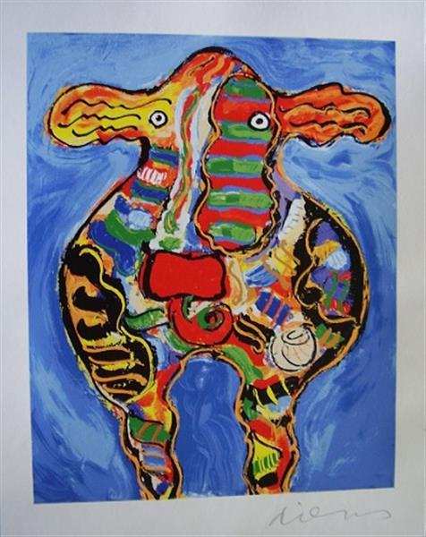 Grote foto peter diem colour full cow antiek en kunst litho en zeefdrukken
