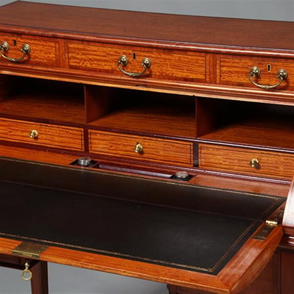 Grote foto satijnhouten damesbureau met inktpotjes en zeer fraai ingelegd ca 1890 no.360420 antiek en kunst overige in antiek gebruiksvoorwerpen