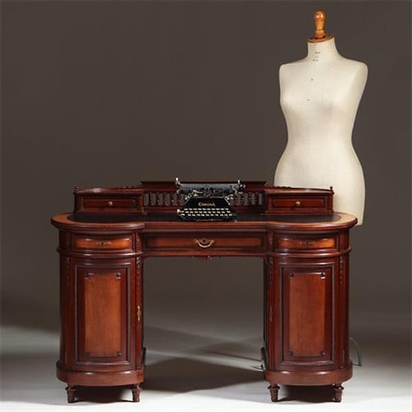 Grote foto niervormig klein bureau met opstand en ingelegd met zwart leer ca 1885 no.351920 antiek en kunst overige in antiek gebruiksvoorwerpen