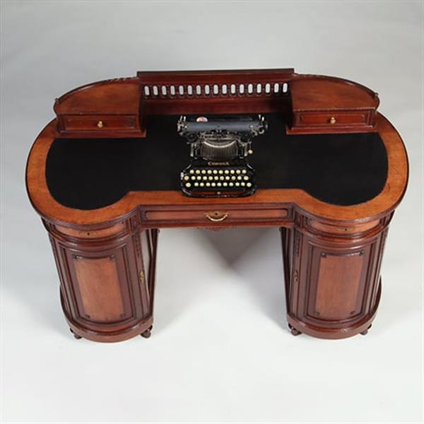 Grote foto niervormig klein bureau met opstand en ingelegd met zwart leer ca 1885 no.351920 antiek en kunst overige in antiek gebruiksvoorwerpen