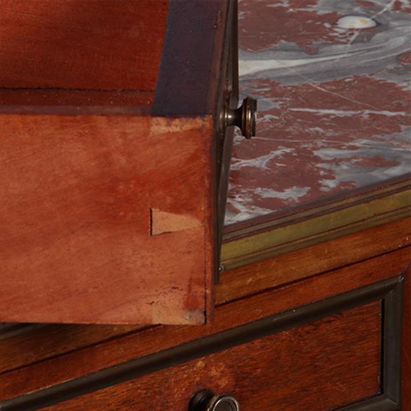 Grote foto frans cilinderbureautje in donker mahonie met donkerblauw leer en gepatineerd brons ca 1880 no.3315 antiek en kunst overige in antiek gebruiksvoorwerpen