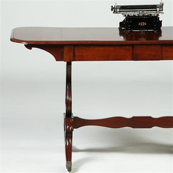 Grote foto massief mahonie sidetable of smalle schrijftafel met 2 laden en op en neerklapbare oren no.351910 antiek en kunst stoelen en banken