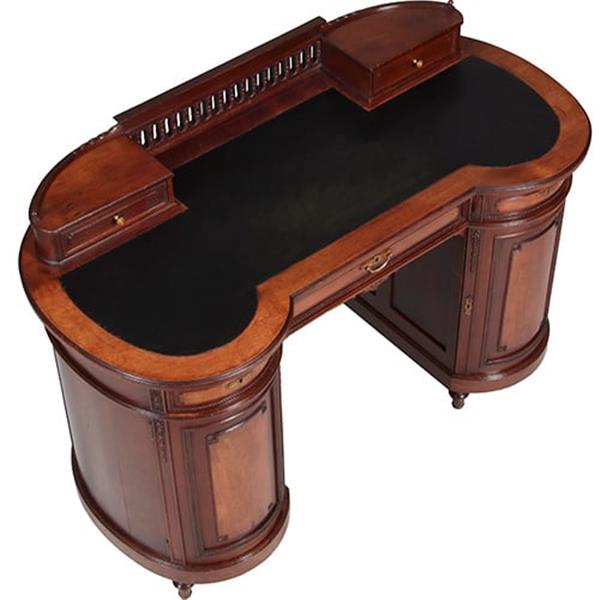 Grote foto niervormig klein bureau met opstand en ingelegd met zwart leer ca 1885 no.351920 antiek en kunst overige in antiek gebruiksvoorwerpen