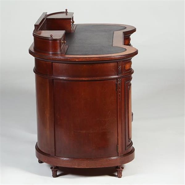 Grote foto niervormig klein bureau met opstand en ingelegd met zwart leer ca 1885 no.351920 antiek en kunst overige in antiek gebruiksvoorwerpen