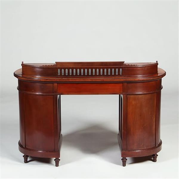 Grote foto niervormig klein bureau met opstand en ingelegd met zwart leer ca 1885 no.351920 antiek en kunst overige in antiek gebruiksvoorwerpen