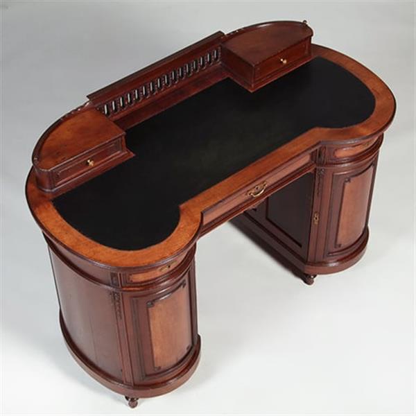 Grote foto niervormig klein bureau met opstand en ingelegd met zwart leer ca 1885 no.351920 antiek en kunst overige in antiek gebruiksvoorwerpen