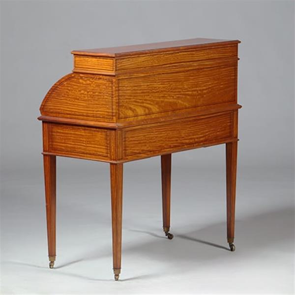 Grote foto satijnhouten damesbureau met inktpotjes en zeer fraai ingelegd ca 1890 no.360420 antiek en kunst overige in antiek gebruiksvoorwerpen