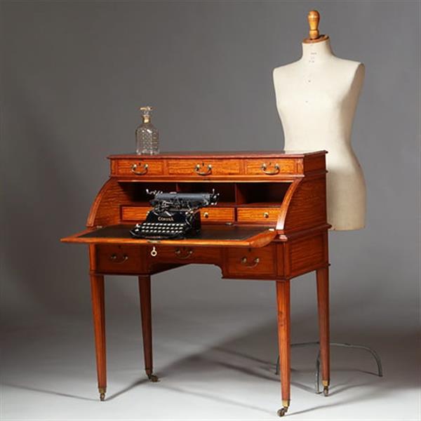 Grote foto satijnhouten damesbureau met inktpotjes en zeer fraai ingelegd ca 1890 no.360420 antiek en kunst overige in antiek gebruiksvoorwerpen