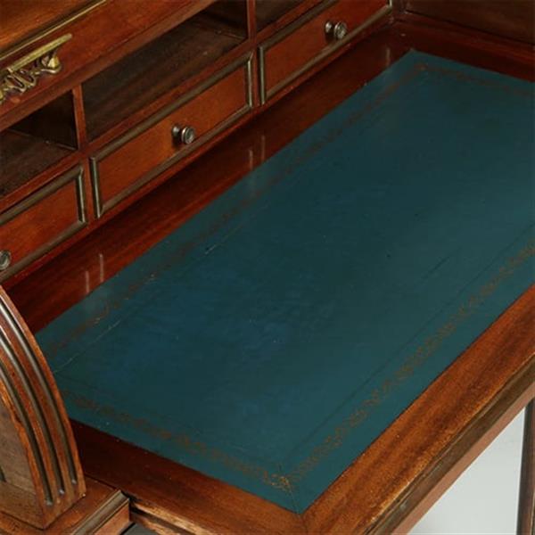 Grote foto frans cilinderbureautje in donker mahonie met donkerblauw leer en gepatineerd brons ca 1880 no.3315 antiek en kunst overige in antiek gebruiksvoorwerpen