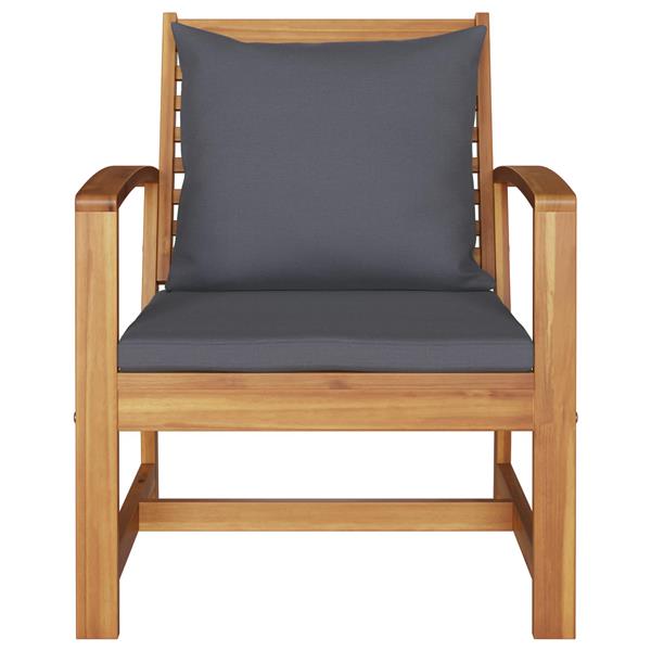 Grote foto vidaxl stoel met kussen 2 pcs bruin en donkergrijs 110 x 65 x 76.5 cm tuin en terras tuinmeubelen