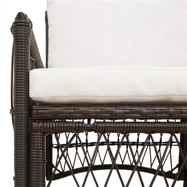 Grote foto vidaxl tuinstoel met kussen bruin 73 x 61 x 77 cm poly rattan tuin en terras tuinmeubelen