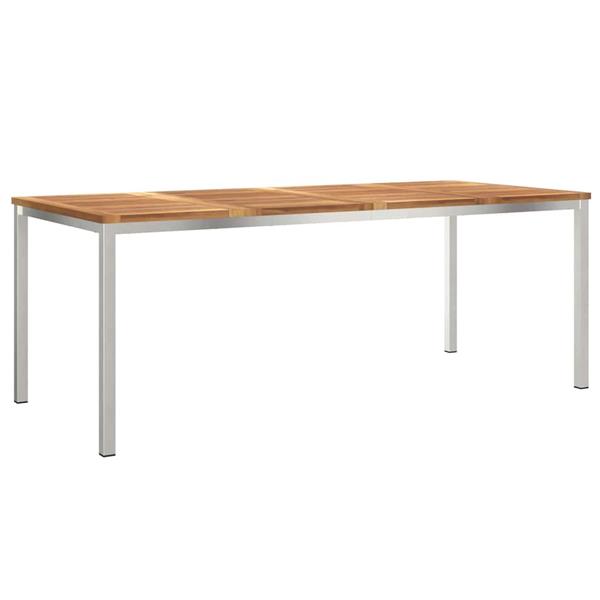 Grote foto vidaxl eettafel bruin 200 x 90 x 75 cm massief teakhout tuin en terras tuinmeubelen
