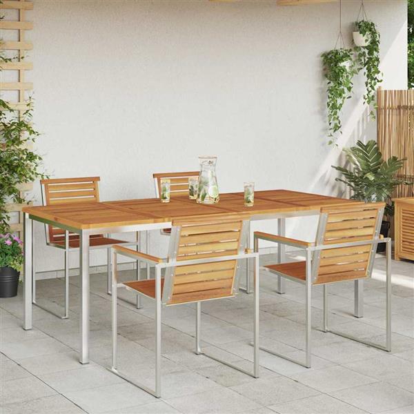 Grote foto vidaxl eettafel bruin 200 x 90 x 75 cm massief acaciahout tuin en terras tuinmeubelen