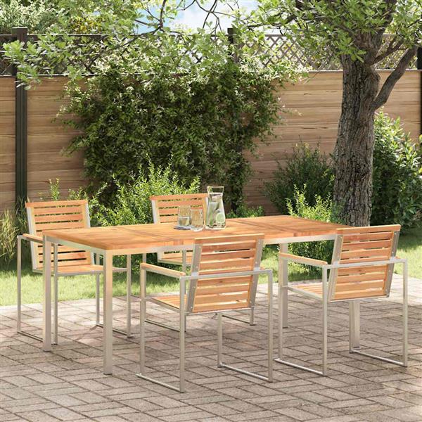 Grote foto vidaxl eettafel bruin 180 x 90 x 75 cm massief teakhout tuin en terras tuinmeubelen