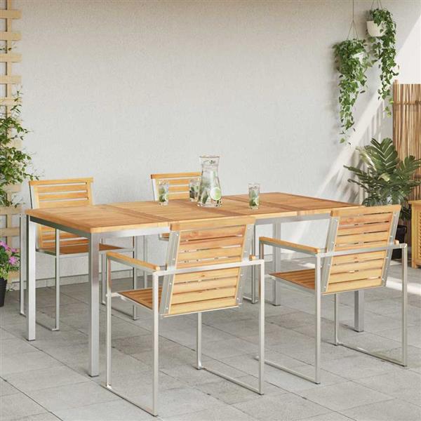 Grote foto vidaxl eettafel bruin 180 x 90 x 75 cm massief teakhout tuin en terras tuinmeubelen