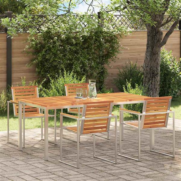 Grote foto vidaxl eettafel bruin 180 x 90 x 75 cm massief acaciahout tuin en terras tuinmeubelen