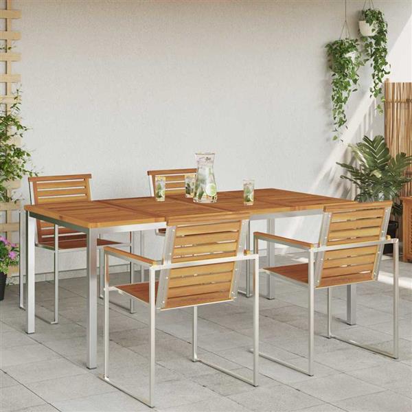Grote foto vidaxl eettafel bruin 180 x 90 x 75 cm massief acaciahout tuin en terras tuinmeubelen