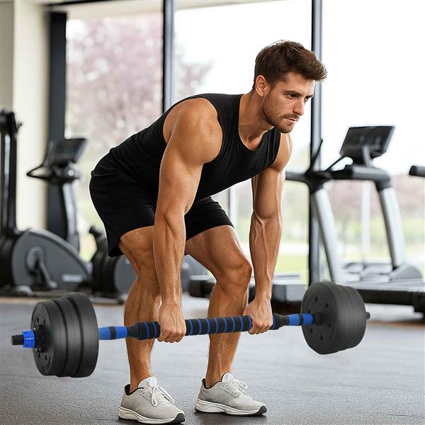 Grote foto vidaxl 4 in 1 halterset zwart en blauw 121 x 19 5 x 19 5 cm sport en fitness fitness