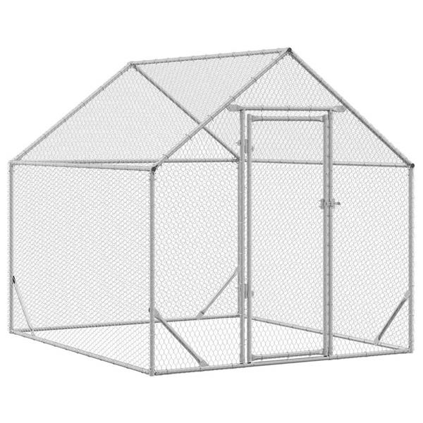 Grote foto vidaxl kippenhok zilver 200x170x177cm gegalvaniseerd staal dieren en toebehoren hokken en kooien