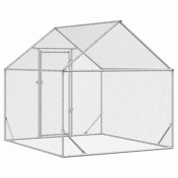 Grote foto vidaxl kippenhok zilver 200x170x177cm gegalvaniseerd staal dieren en toebehoren hokken en kooien
