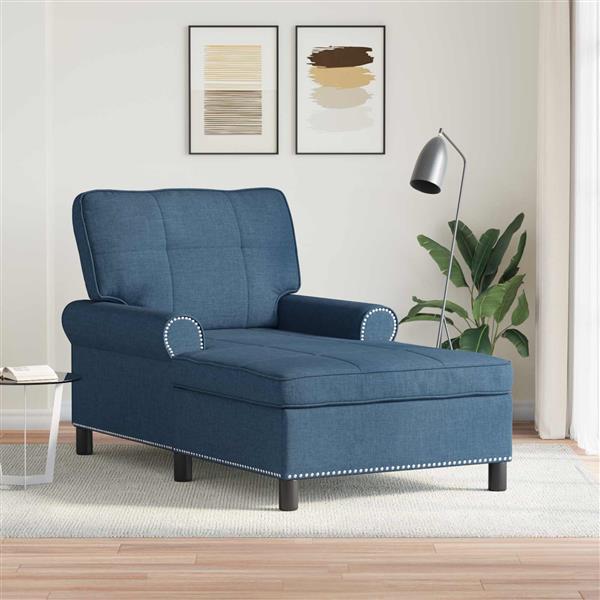 Grote foto vidaxl chaise lounge met kussen blauw 91 x 157 x 91 cm stof huis en inrichting bankstellen
