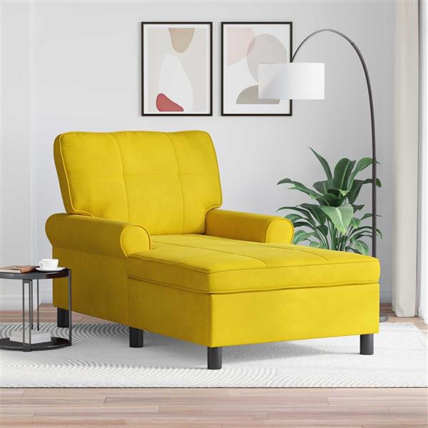 Grote foto vidaxl chaise lounge met kussen geel 91 x 157 x 91 cm fluweel huis en inrichting bankstellen