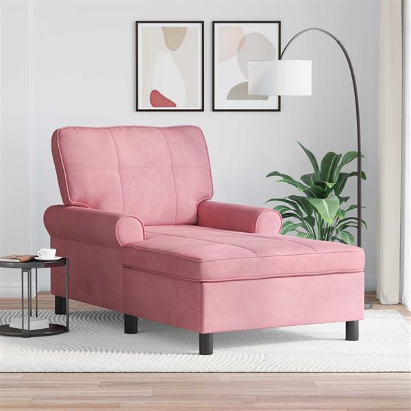 Grote foto vidaxl chaise lounge met kussen roze 91 x 157 x 91 cm fluweel huis en inrichting bankstellen