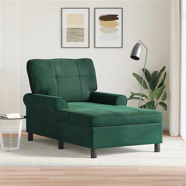 Grote foto vidaxl chaise lounge met kussen donkergroen 91 x 157 x 91 cm fluweel huis en inrichting bankstellen