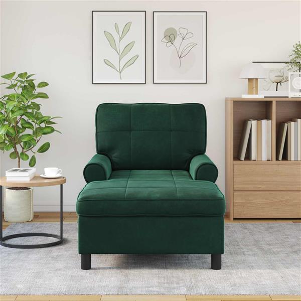 Grote foto vidaxl chaise lounge met kussen donkergroen 91 x 157 x 91 cm fluweel huis en inrichting bankstellen