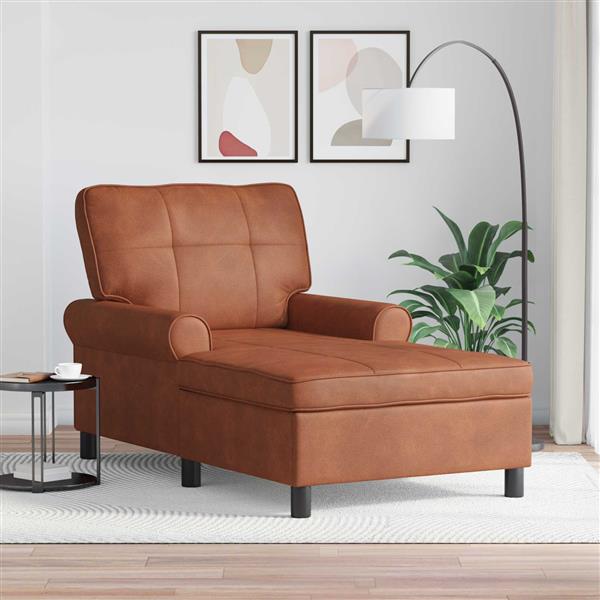 Grote foto vidaxl chaise lounge met kussen bruin 91 x 157 x 91 cm antiek pu huis en inrichting bankstellen
