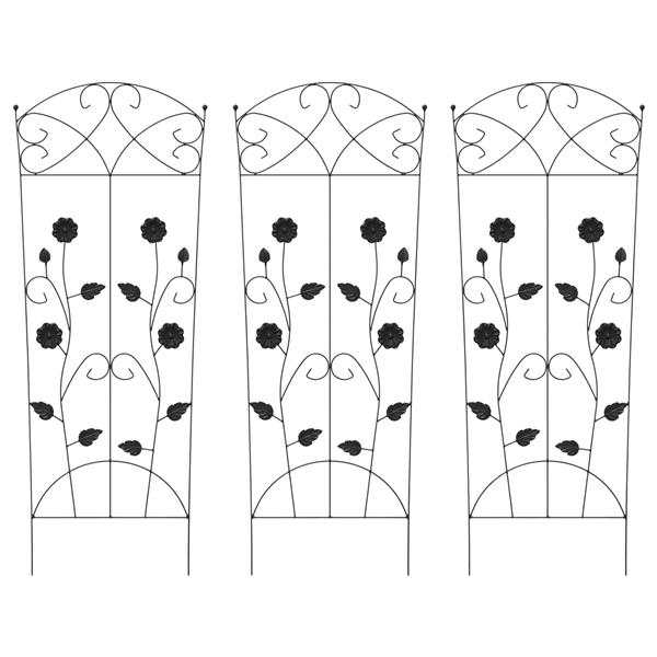 Grote foto vidaxl tuinhek 3 pcs zwart 112 x 40 cm staal tuin en terras overige tuin en terras