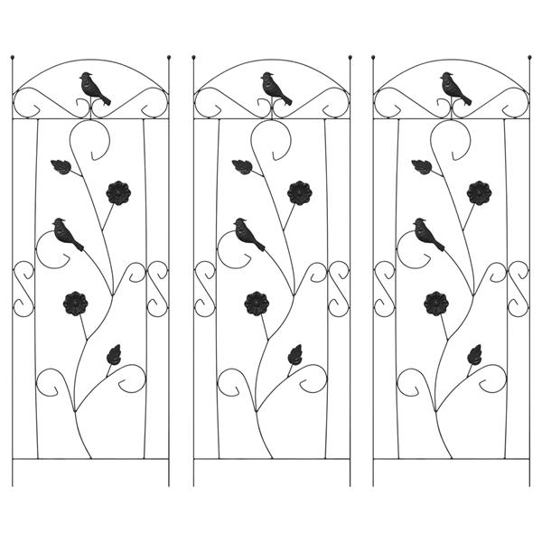 Grote foto vidaxl tuinhek 3 pcs zwart 112 x 40 cm staal tuin en terras overige tuin en terras