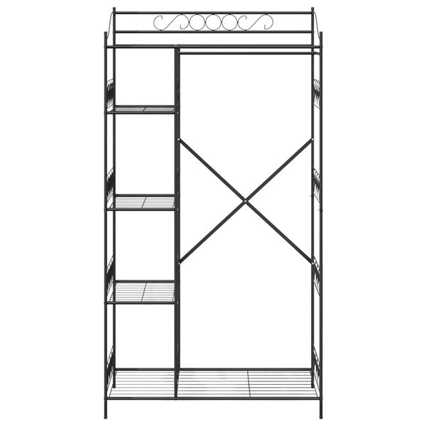 Grote foto vidaxl open kledingkast met plank zwart 100 x 43 x 188 cm staal huis en inrichting overige