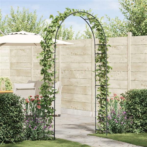 Grote foto vidaxl tuin boog bloemen zwart 115 x 37 x 231 cm tuin en terras overige tuin en terras