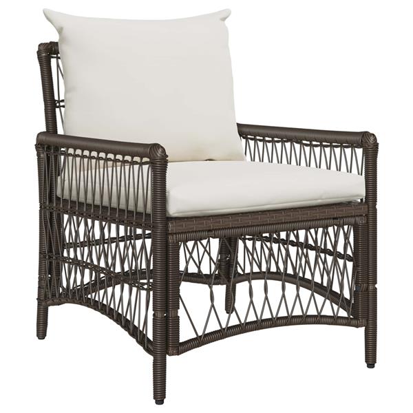 Grote foto vidaxl tuinstoel met kussen bruin 73 x 61 x 77 cm poly rattan tuin en terras tuinmeubelen