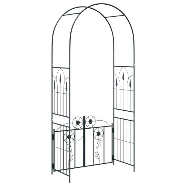 Grote foto vidaxl tuin boog met slot zwart 102 x 50 x 218 cm tuin en terras overige tuin en terras