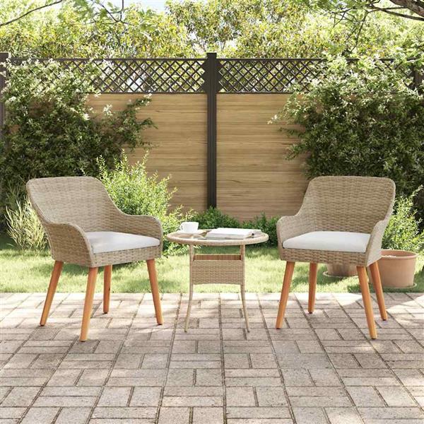 Grote foto vidaxl tuinstoel met kussen 2 pcs beige 62 5 x 55 x 82 cm poly rattan tuin en terras tuinmeubelen