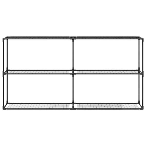 Grote foto vidaxl 3 laags plantenstandaard zwart 200 x 32 x 104 cm staal tuin en terras overige tuin en terras