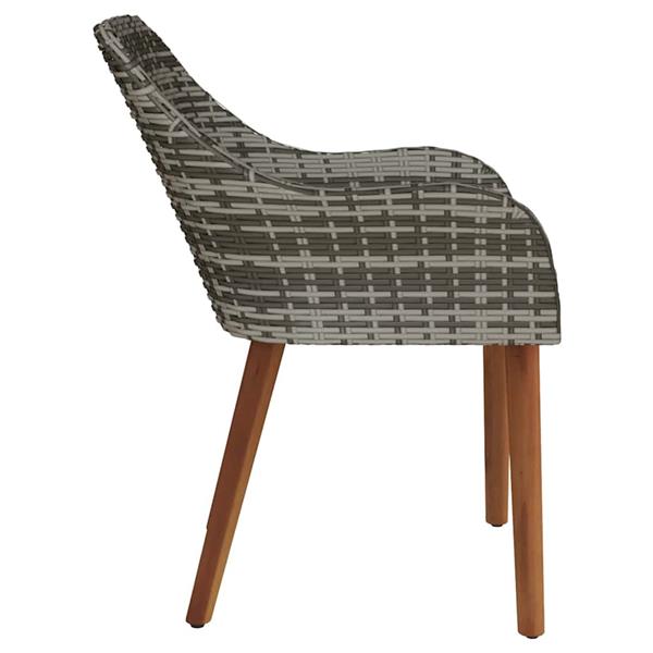 Grote foto vidaxl tuinstoel met kussen 2 pcs grijs 62 5 x 55 x 82 cm poly rattan tuin en terras tuinmeubelen