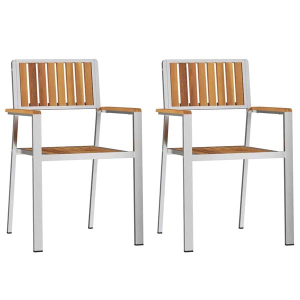 Grote foto vidaxl tuinstoel 2 pcs bruin 56 x 54 5 x 87 cm massief acaciahout tuin en terras tuinmeubelen