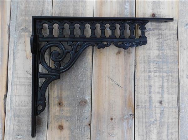 Grote foto fraaie decoratieve steun voor aan de wand boekenplank steun mat zwart tuin en terras tuindecoratie