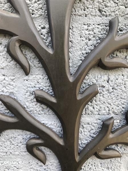 Grote foto prachtig wandornament koloniaal hout gesneden boom m bruin zwart zeer fraai. huis en inrichting woningdecoratie