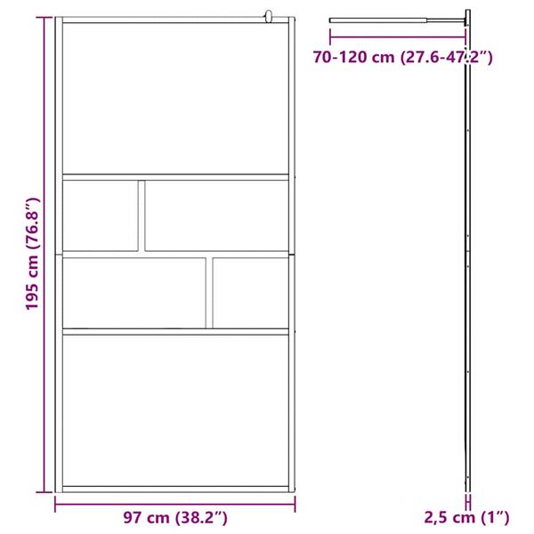 Grote foto vidaxl inloop douche wand zwart 80 x 195 x 0.5 cm glas en aluminium huis en inrichting complete badkamers