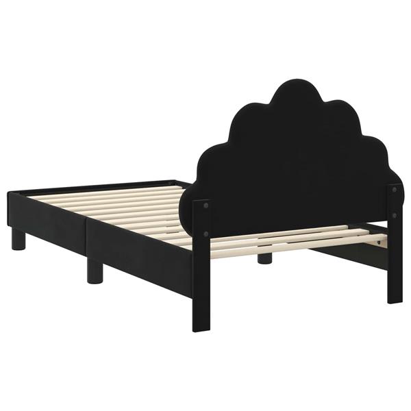 Grote foto vidaxl bedframe voor kinderen met hoofdbord zwart 80 x 160 cm fluweel antiek en kunst stoelen en banken