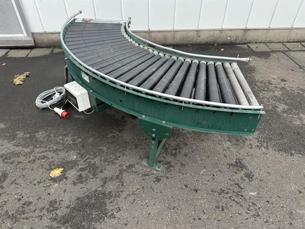 Grote foto douw rollenbaan aangedreven bocht 90 agrarisch transportbanden