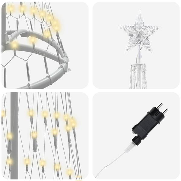 Grote foto vidaxl led kerstboom met 230 led warmwit 51 x 51 x 190 cm metaal diversen overige diversen