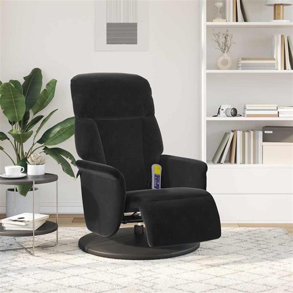 Grote foto vidaxl massage recliner stoel zwart 91 x 71 x 105.5 cm fluweel huis en inrichting stoelen