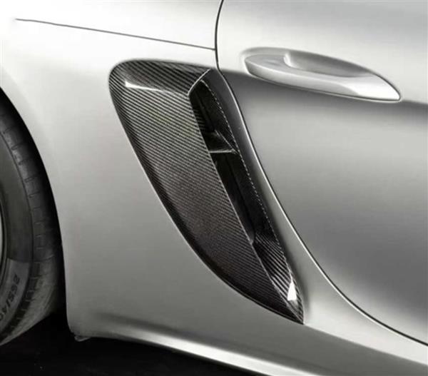 Grote foto dit betreft een porsche 718 cayman boxster carbon lucht scoop zijkant auto onderdelen tuning en styling