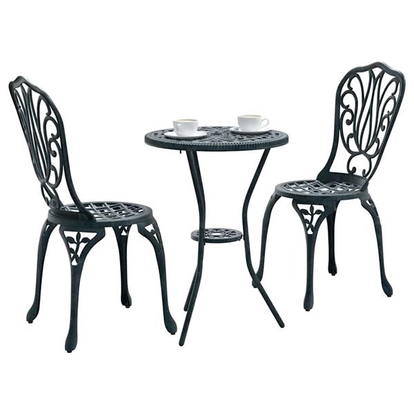 Grote foto vidaxl tuin bistro set 3 pcs groen aluminium tuin en terras tuinmeubelen